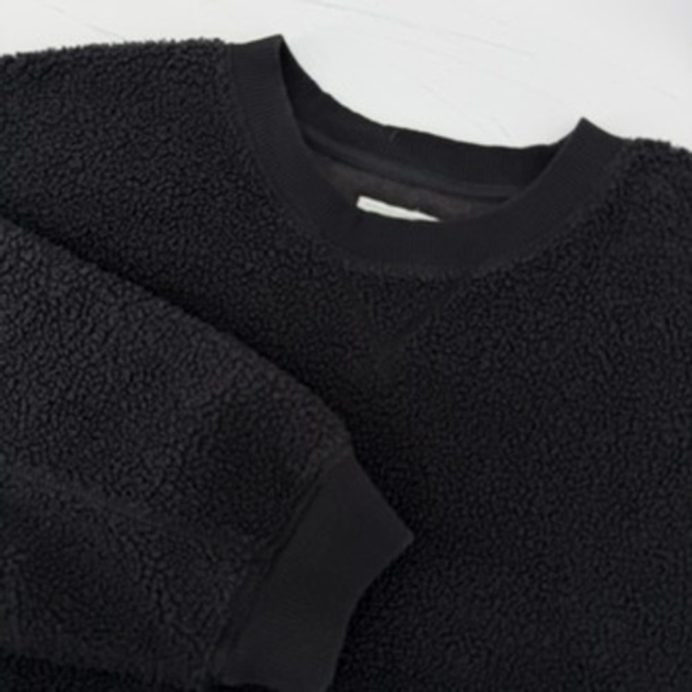 American Eagle Sherpa Fleece Sweatshirt Charcoal Grey XL Relaxed‎ Crew Neck